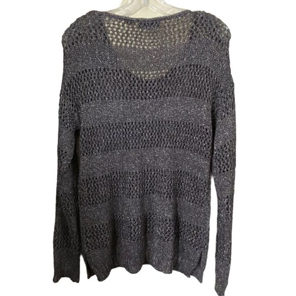 525 America Brown Gold Metallic Crochet Sweater Size Medium - Picture 5 of 8